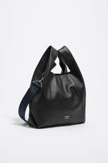 Medium black leather Paper bag