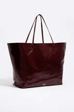 Chestnut leather maxi shopper bag